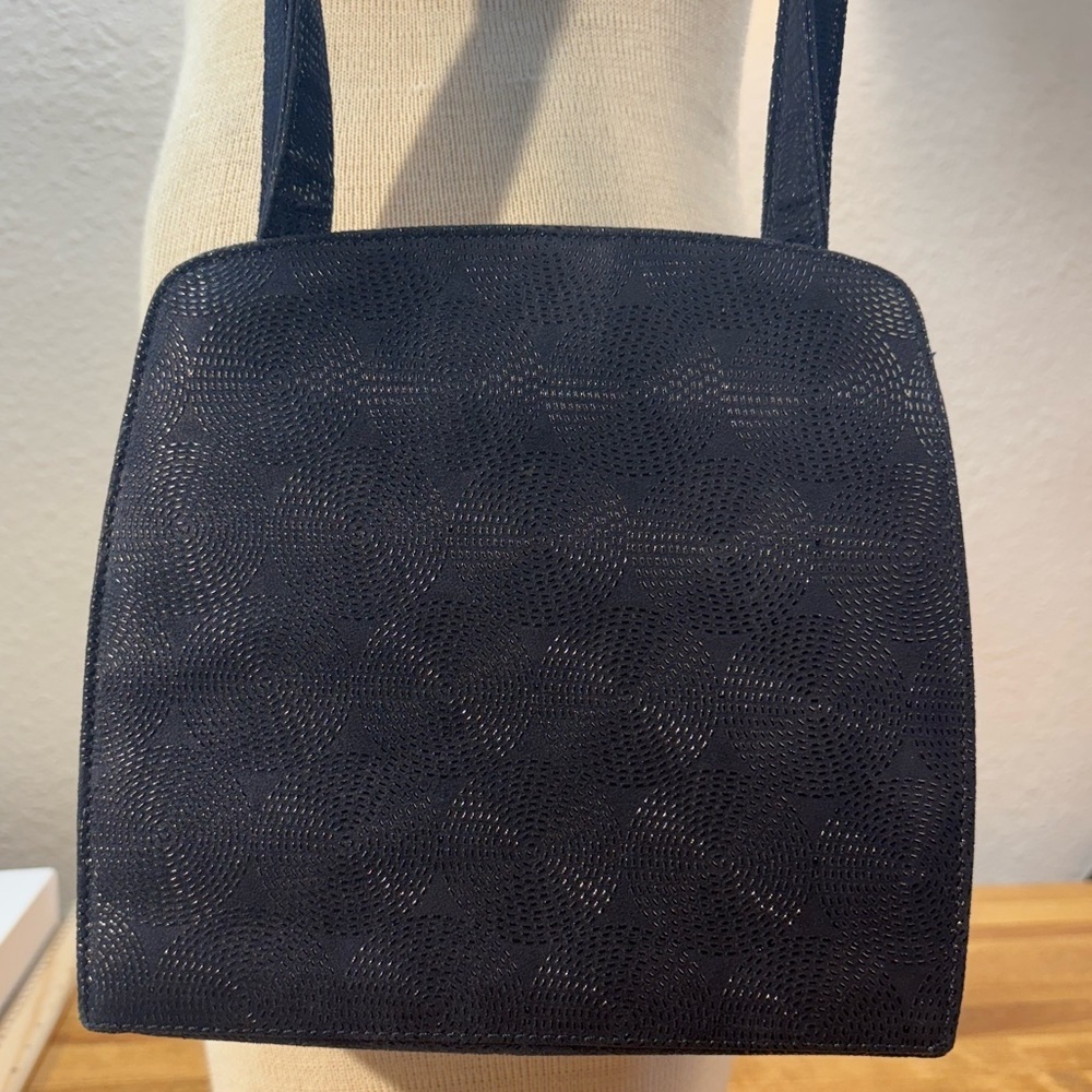 Vintage 80s Bruno Magli Shoulder Bag Black Geometric Italian - Picture 9 of 11